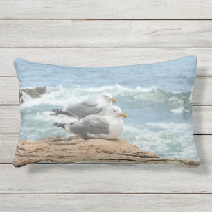 Maine Coast Acadia Ocean Seagulls Lumbar Pillow