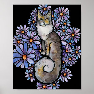 Maine Coon Blue and Green Cuddle Caturday Cat      Poster
