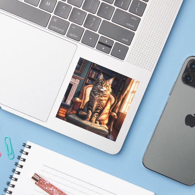 Maine Coon Cat (Laptop w/ iPhone)