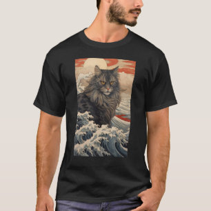 Maine Coon Cat Aesthetic Japanese Ukiyo e 2 T-Shirt