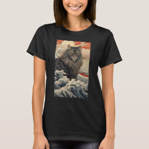 Maine Coon Cat Aesthetic Japanese Ukiyo e 2 T-Shirt