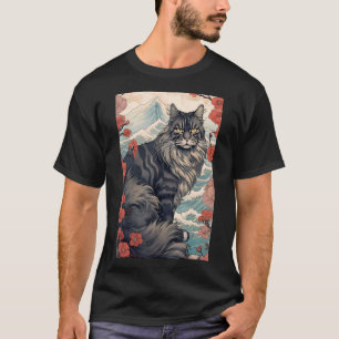 Maine Coon Cat Aesthetic Japanese Ukiyo e 5 T-Shirt