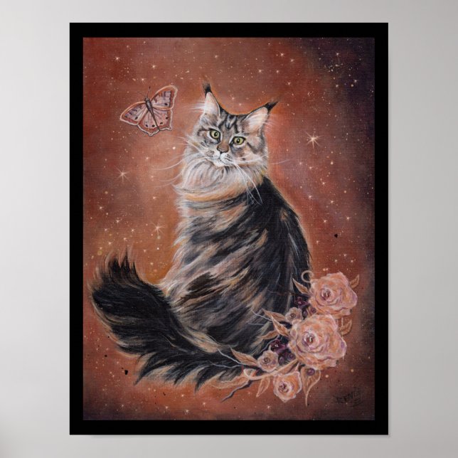 Maine coon cat art by Renee Lavoie Poster (Front)