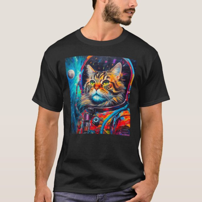 Maine Coon Cat Astronaut T-Shirt (Front)