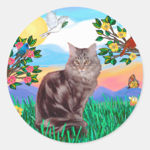 Maine Coon Cat - Bright Life Classic Round Sticker