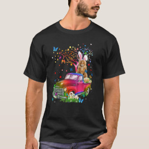 Maine Coon Cat Bunny Truck Hunting Eggs Tree Easte T-Shirt