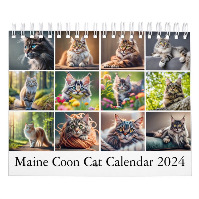 Maine Coon Cat Calendar Digital AI Paint (Cover)