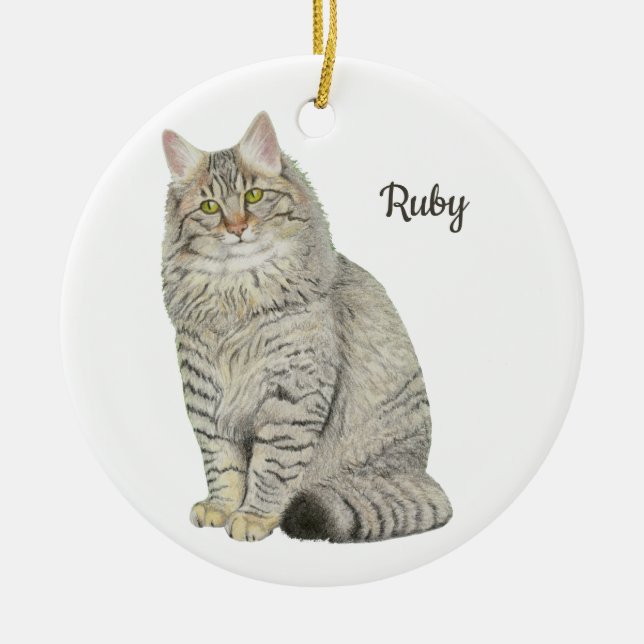 Maine Coon Cat Ceramic Ornament (Front)