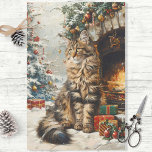 Maine Coon Cat Christmas Vintage Decoupage Tissue Paper<br><div class="desc">Celebrate the holiday season with the majestic charm of our Maine Coon Cat Christmas Vintage Decoupage Tissue Paper,  inspired by the elegance of classic oil paintings. Each sheet features the regal Maine Coon amidst a festive scene,  adding a touch of timeless sophistication to your holiday crafts.</div>
