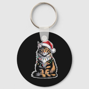 Maine Coon Cat Christmas Xmas Kitten Kitty Lover M Keychain