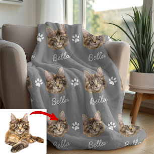 Maine Coon Cat, Custom Pet Pink Fleece Blanket