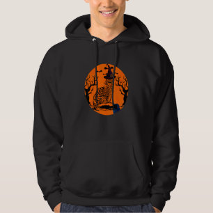 Maine Coon Cat Halloween Witch Hat And Moon Hoodie