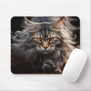 Maine Coon Cat hunting Mouse Pad