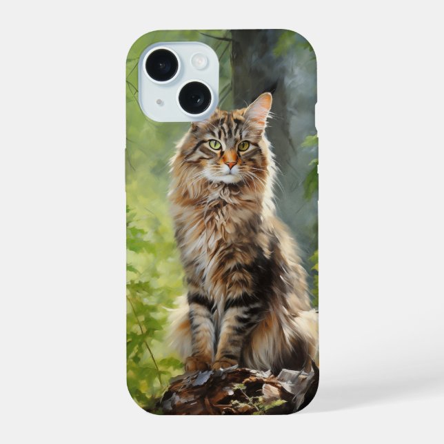 Maine Coon cat iPhone 15 Case (Back)