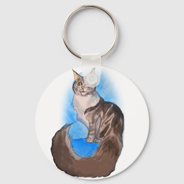 MAINE Coon Cat Keychain (Front)