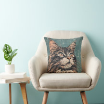 Maine Coon Cat Lino Print