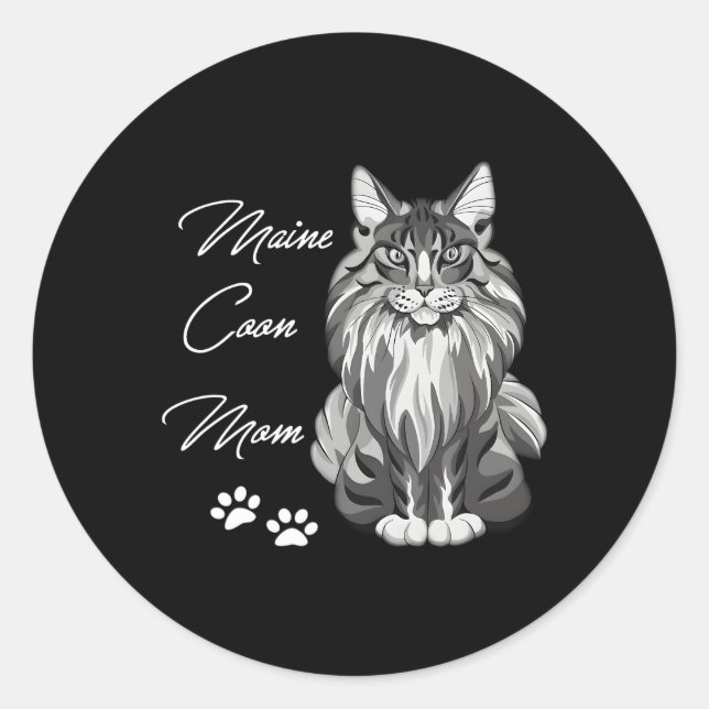 Maine Coon Cat Mom Classic Round Sticker (Front)