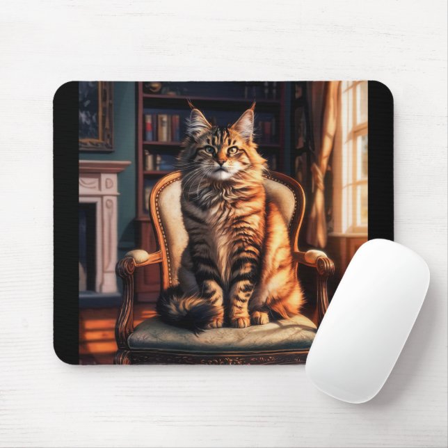 Maine Coon Cat Mouse Pad (With Mouse)