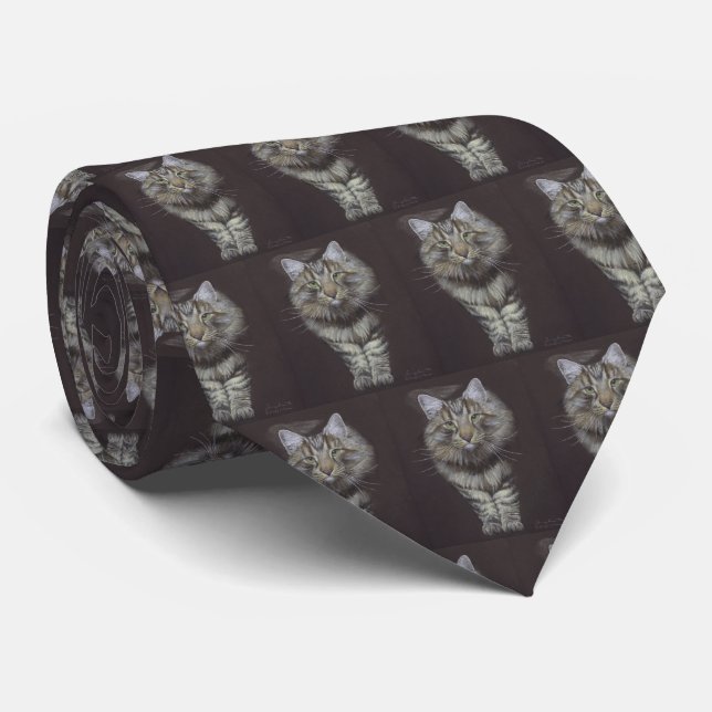 Maine Coon Cat Neck Tie (Rolled)