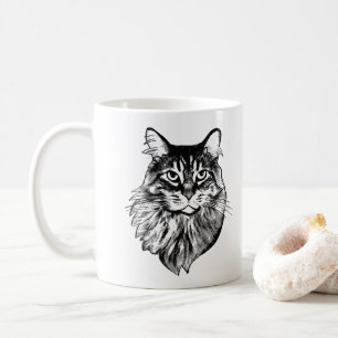 Maine Coon Cat Personalized Drawing Coffee Mug