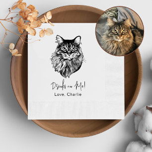 Maine Coon Cat Personalized Drink On Me Napkin