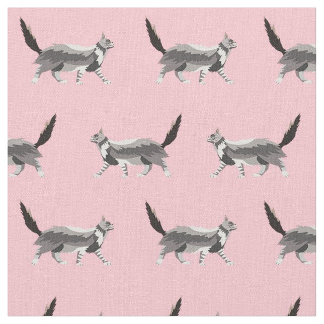 maine coon cat pink fabric (Close Up)