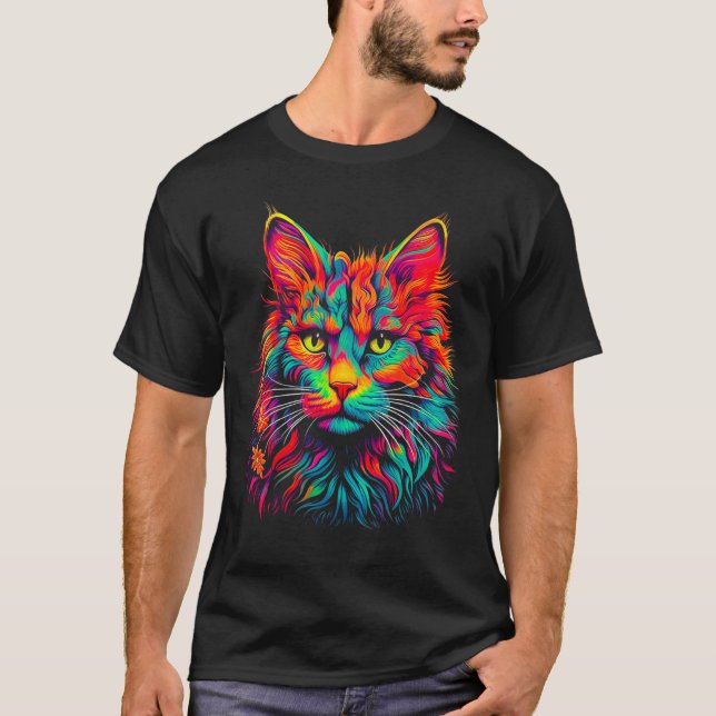 Maine Coon Cat Pop Art T-Shirt (Front)