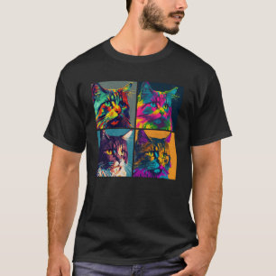 Maine Coon Cat Pop Illustration Colorful Animal  2 T-Shirt