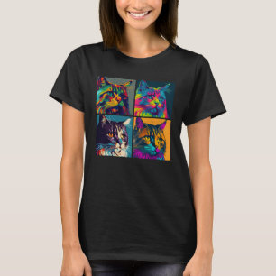 Maine Coon Cat Pop Illustration Colourful Animal T-Shirt
