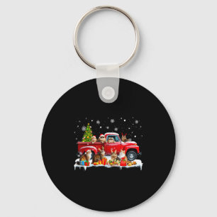 Maine Coon Cat Red Truck Christmas Tree Santa Ugly Keychain