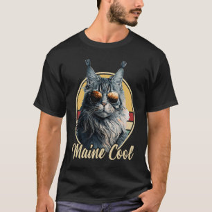 Maine Coon Cat Retro Outfit Maine Cool Animal Kitt T-Shirt