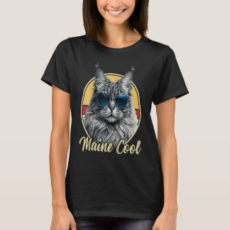Maine Coon Cat Retro Outfit Maine Cool Animal Kitt T-Shirt