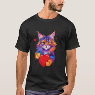 Maine Coon Cat Shirt - Colourful Maine Coon Heart