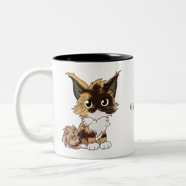 Maine Coon Cat Two-Tone Coffee Mug (Left)
