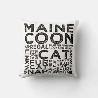 Maine Coon Cat Typography Throw Pillow