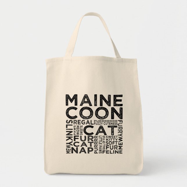 Maine Coon Cat Typography Tote Bag (Front)