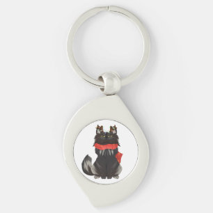 Maine Coon Cat with Christmas Decorations Keychain