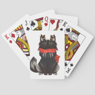 Maine Coon Cat with Christmas Decorations Playing Cards