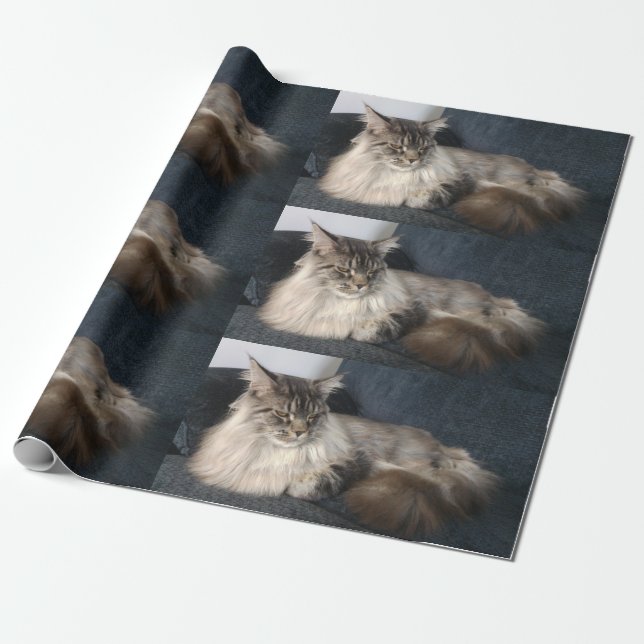 Maine Coon Cat Wrapping Paper (Unrolled)