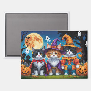 Maine Coon Cats Pumpkin Halloween Funny Magnet