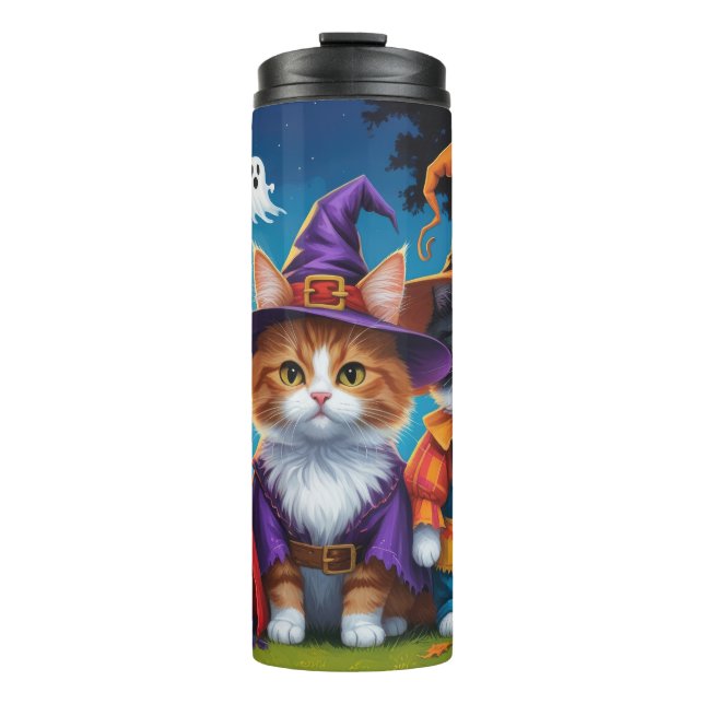 Maine Coon Cats Pumpkin Halloween Funny Thermal Tumbler (Front)