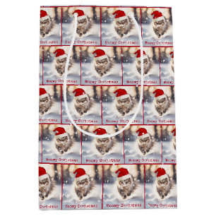 Maine Coon Christmas Cat In Snow Medium Gift Bag