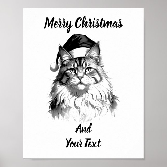 Maine Coon Christmas Poster Instant Download (Front)