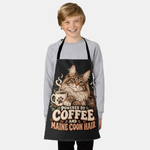 Maine Coon Coffee Humour Cream Retro Cat Art Apron
