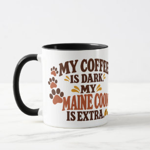Maine Coon Dark Coffee Retro Brown & Orange Quote Mug