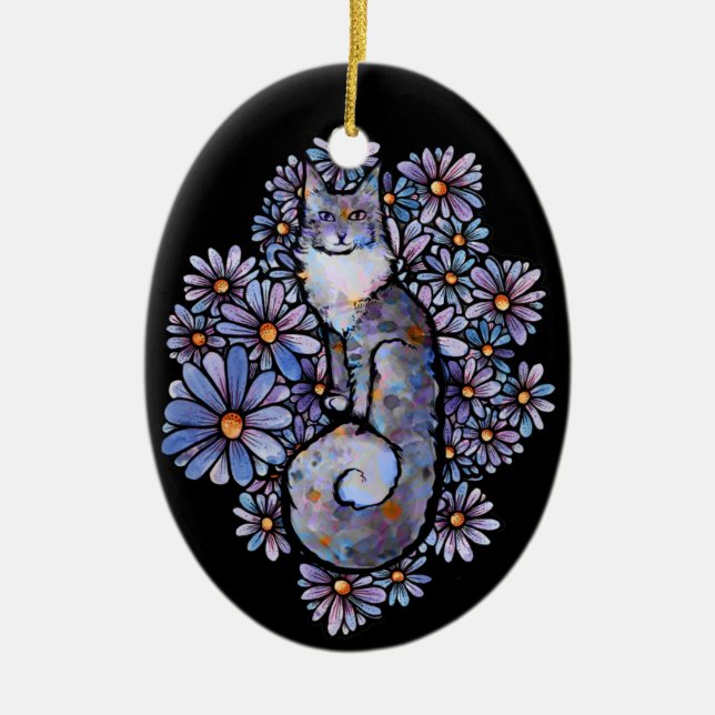 Maine Coon Dilute Calico Cat Purple                Ceramic Ornament (Front)