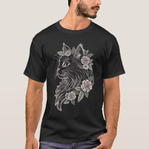 Maine Coon Floral Cat T-Shirt