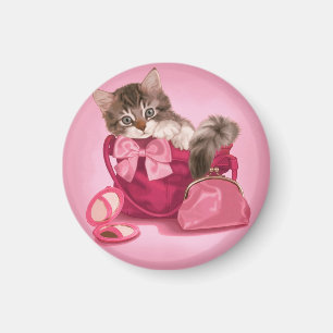 Maine coon in pink handbag magnet