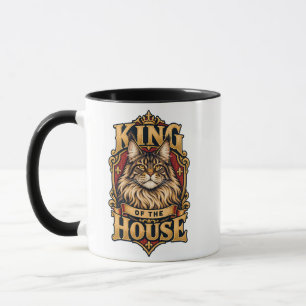 Maine Coon King of the House Gold Vintage Crest Mug