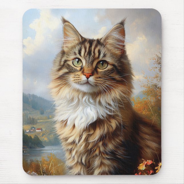 Maine Coon Kitten Portrait Mouse Pad (Front)